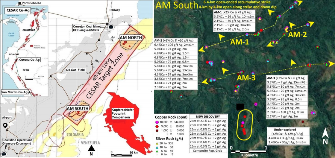 Figure 1. AM South: AM-1, AM-2, AM-3 and New Discovery cover over 4-km by 4-km open laterally.